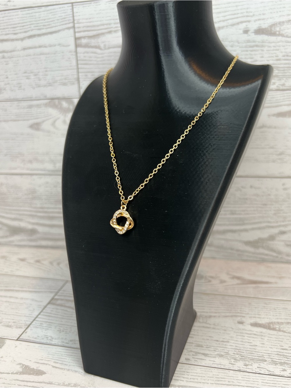 Gold Knot Pendant Necklace 18”